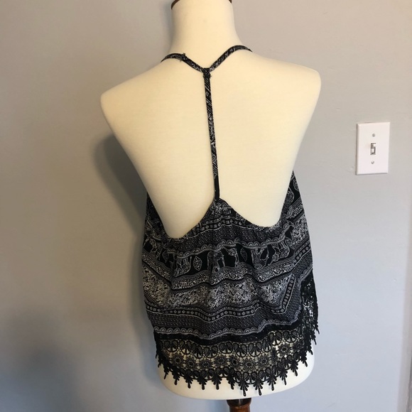 Black and white elephant tribal tank size large - Picture 2 of 5